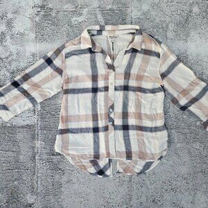Hester & Orchard Shirt Top Long Sleeve Botton Front Blouse Rayon Plaid Size XL